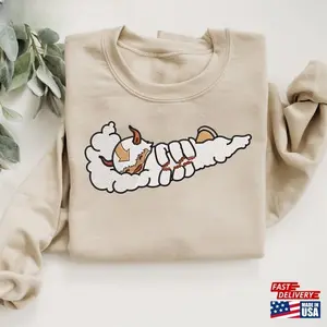 Appa Swoosh Embroidery Sweatshirt Hoodie, Anime Character Embroidered Crewneck Shirt