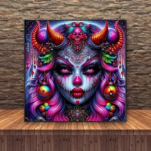 5D Diamond Arts Colorful Painting Kit, Demon Girl Pattern DIY Diamond Arts Colorful Painting without Frame, Handmade Art Crafts for Home Decor, Handicraft