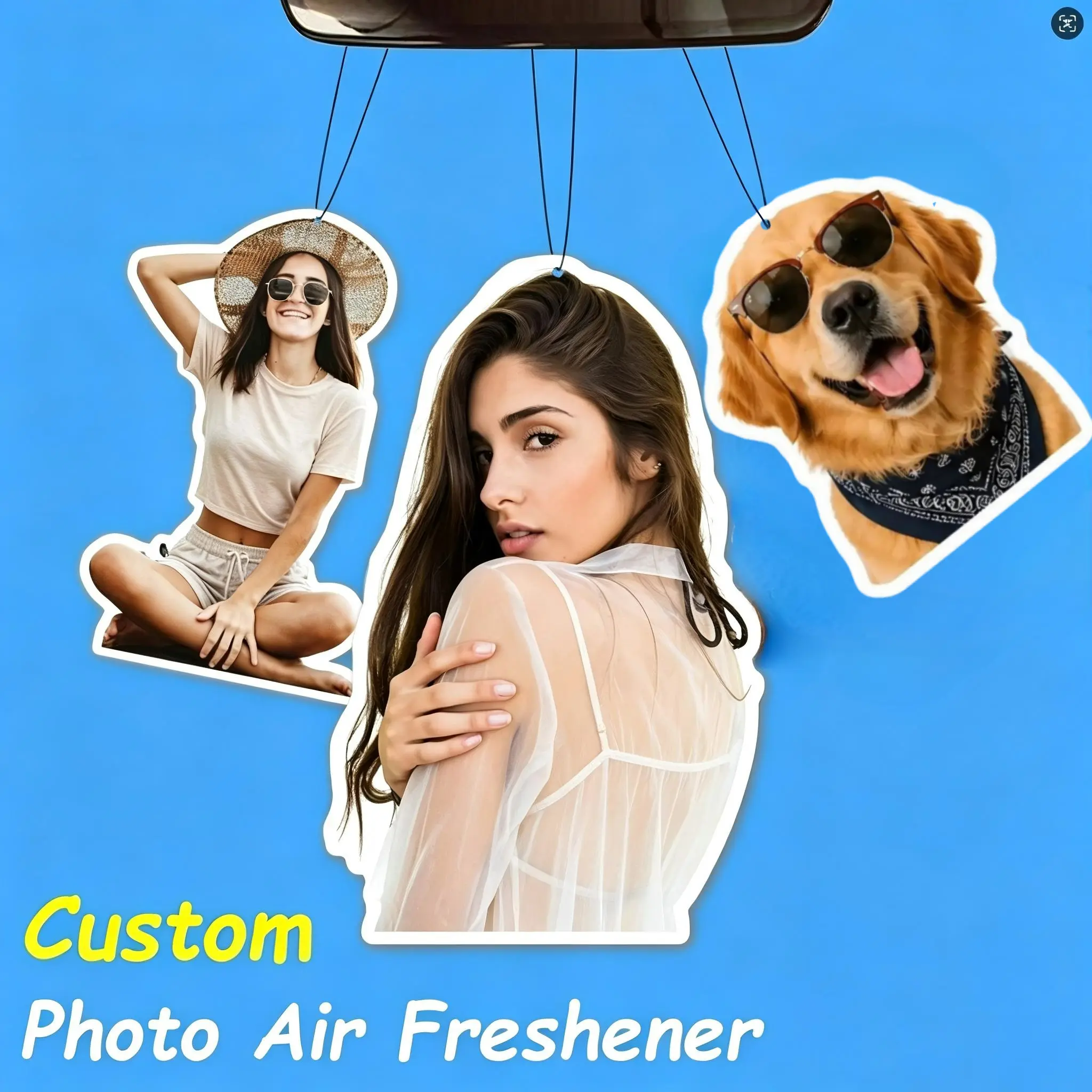 Custom Air Fresheners with Picture - Personalized Double Sided Photo Air Freshener, Customized Air Freshener for Car Wardrobe Bathroom Hanging Ornaments