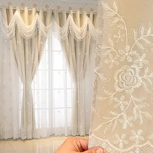 Luxury Princess Curtain Set, Window Curtain, Home Decoration Curtain, High-Quality Light Blocking Fabric, European Style Embroidered Drapes for Living Room & Bedroom Decor