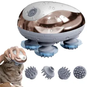 Pet Head Electric Massager: lmitate Human Fingers for Cats & Dogs, Massager Brush Relieve Anxiety, Pet interactive massage machine Toy , Waterproof Grooming Supplies
