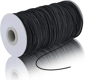 100 Yards 2 mm Elastic Cord Stretch String Elastic Beading Cord Craft Thread for Jewelry Making (Black)