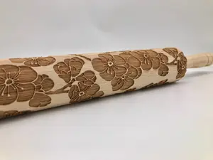 Embossed Cherry Blossom Rolling Pin- Pottery and Baking Embossed Cherry Blossom Rolling Pin- Pottery and Baking