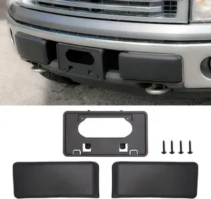 1 Set for Ford F-150 2009-2014 Front Left Right Bumper Guards Insert Pads Cap License Plate Frame Bracket Replace 9L3Z17E810B 9L3Z17A385A FO1053100 FO1068134