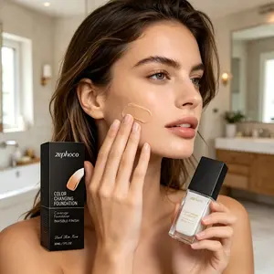Zephoco Deep Skin Tone Color-Shifting Foundation Buildable concealer, balances skin texture, lightweight moisturizing & gentle formula