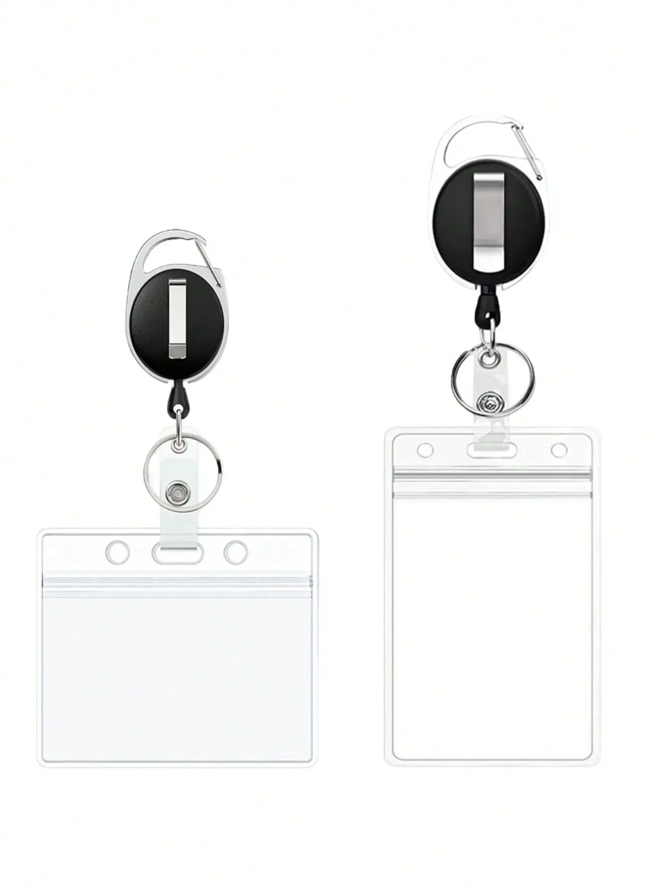 Rigid PC Plastic Transparent ID Card Holder, Id Badge Holder - Waterproof and Wear-Resistant, with Retractable Clip, Suitable for Medical Cards, Social Security Cards, and Various ID Cards, Ideal for Daily Use, Office, and Outdoor Activities