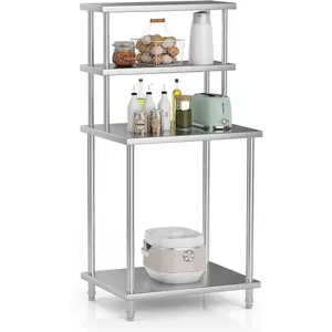 Stainless Steel Work Table with 2-Tier Adjustable Overshelf & Undershelf