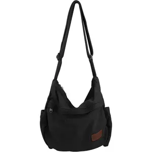 Large Canvas Messenger Bag with Multiple Pockets for Men and Women, Crossbody  Tote Hobo Laptop Bag