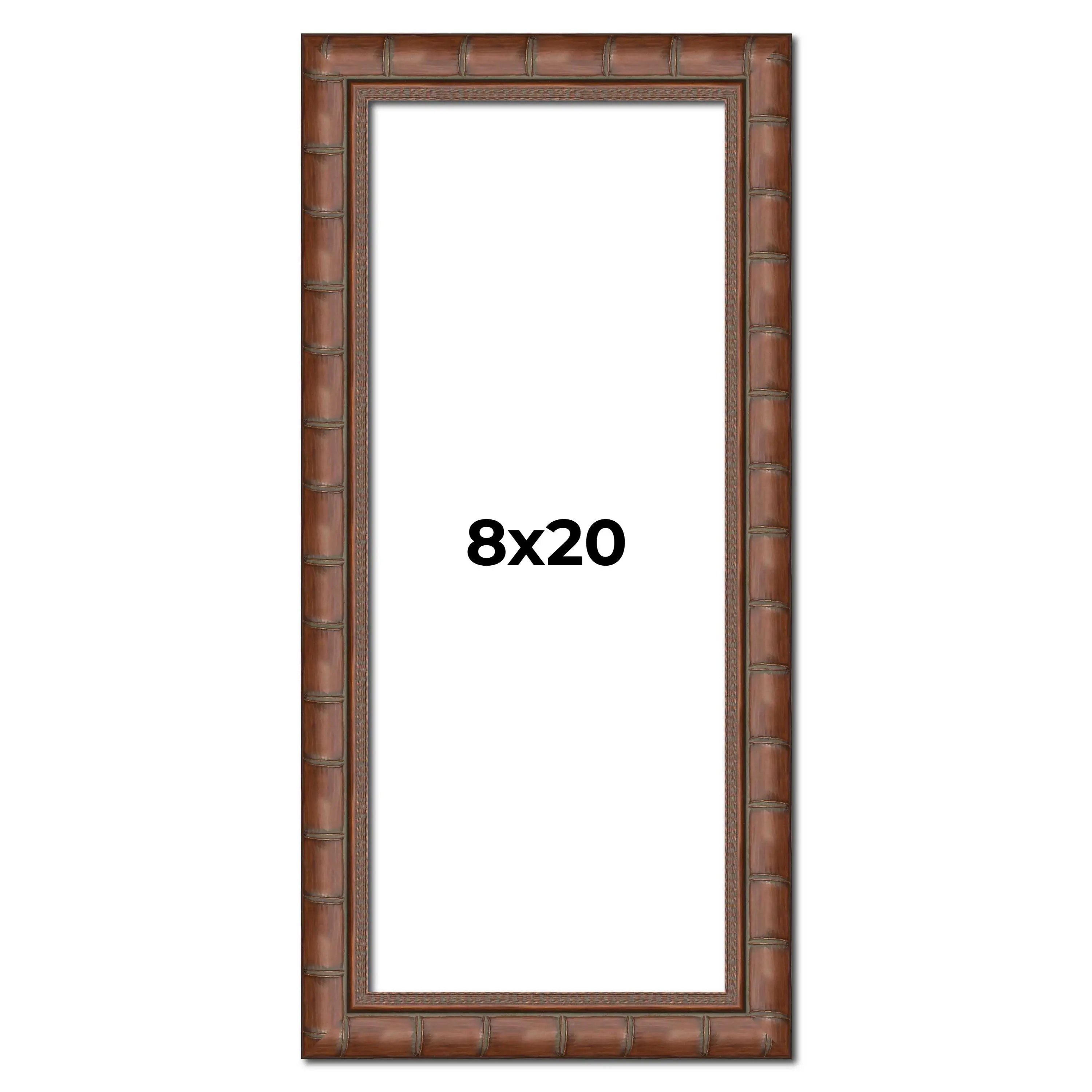 8x20 Brown Modern Bamboo Picture Frame - UV Acrylic, Foam Board Backing, Hanging Hardware
