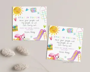 Playground Playdate cards, Summer play date card, Printable End of School Tags for Kids, Play Date Business Card, Stay in Touch Contact Card