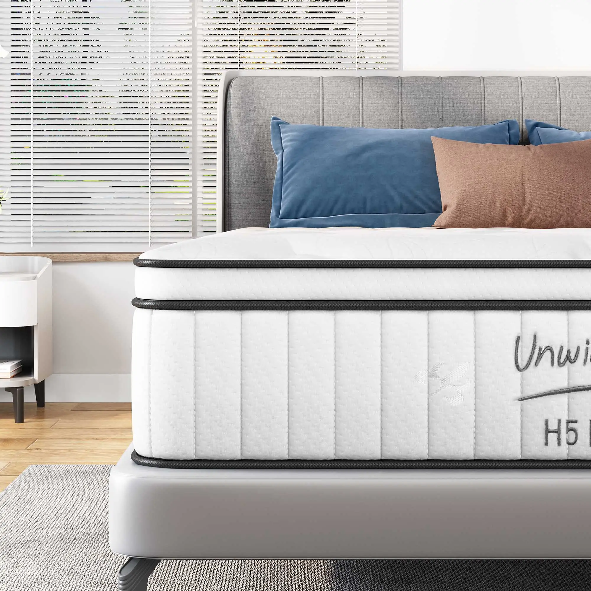 10-12 Inch Hybrid Mattresses in a Box - Medium Firm, Pressure Relief, Strong Edge Support Gel Memory Foam Healthy Sleep Strengthened Spring Coils Ergo