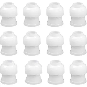 12 Pack Couplers for Piping Bags Plastic Standard Cake Decorating Coupler Pipe Tip Coupler for Icing Nozzles, White (1.2 x 1 Inch)