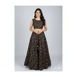 K35 Elegant Black Lehenga Choli Set with Vibrant Floral Embroidery