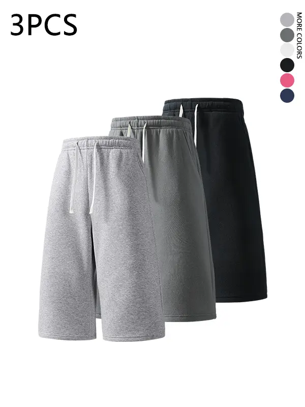 3 Pack Men's Solid Color Drawstring Waist Loose Fit Straight Leg Sweatpants,Plain Fashion Casual Style versatile Joggers,unisex Basics knit Sports Pants,For Daily Wear,Outdoor Hiking,Weekend Outings,Suitable For Summer Menswear Classic Activities Trousers