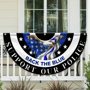 Back the Blue Support Our Police Bunting Flag, Thin Blue Line Eagle Law Enforcement Porch Decoration, Police Officer Appreciation Outdoor Hanging Fan Flag, Patriotic Yard Decor Police Family Gift