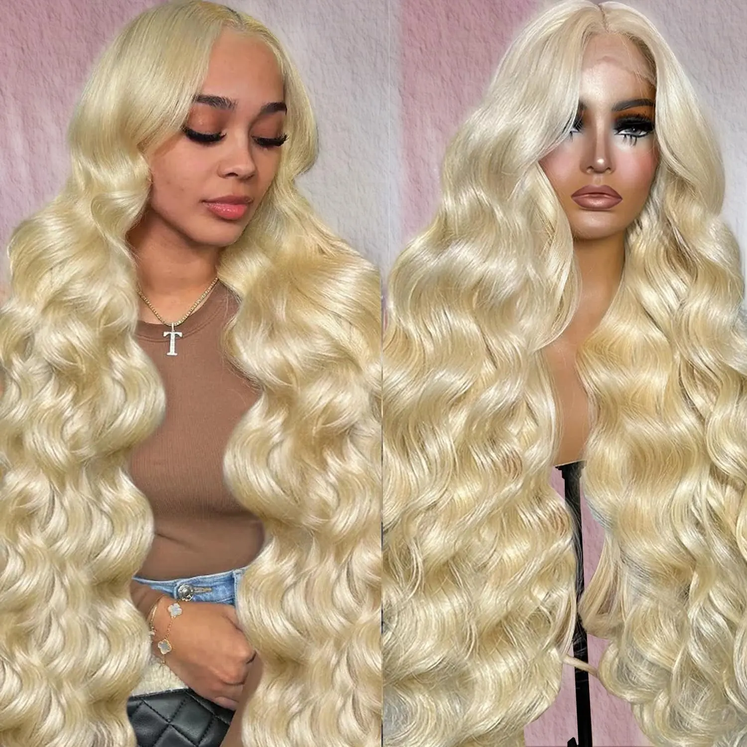 Gk 613 Blonde Wig Human Hair 180% Density 13x6 Body Wave Lace Front Wigs Human Hair Glueless Wigs Pre Plucked With Baby Hair (38 inch, 613 Blonde Wig)