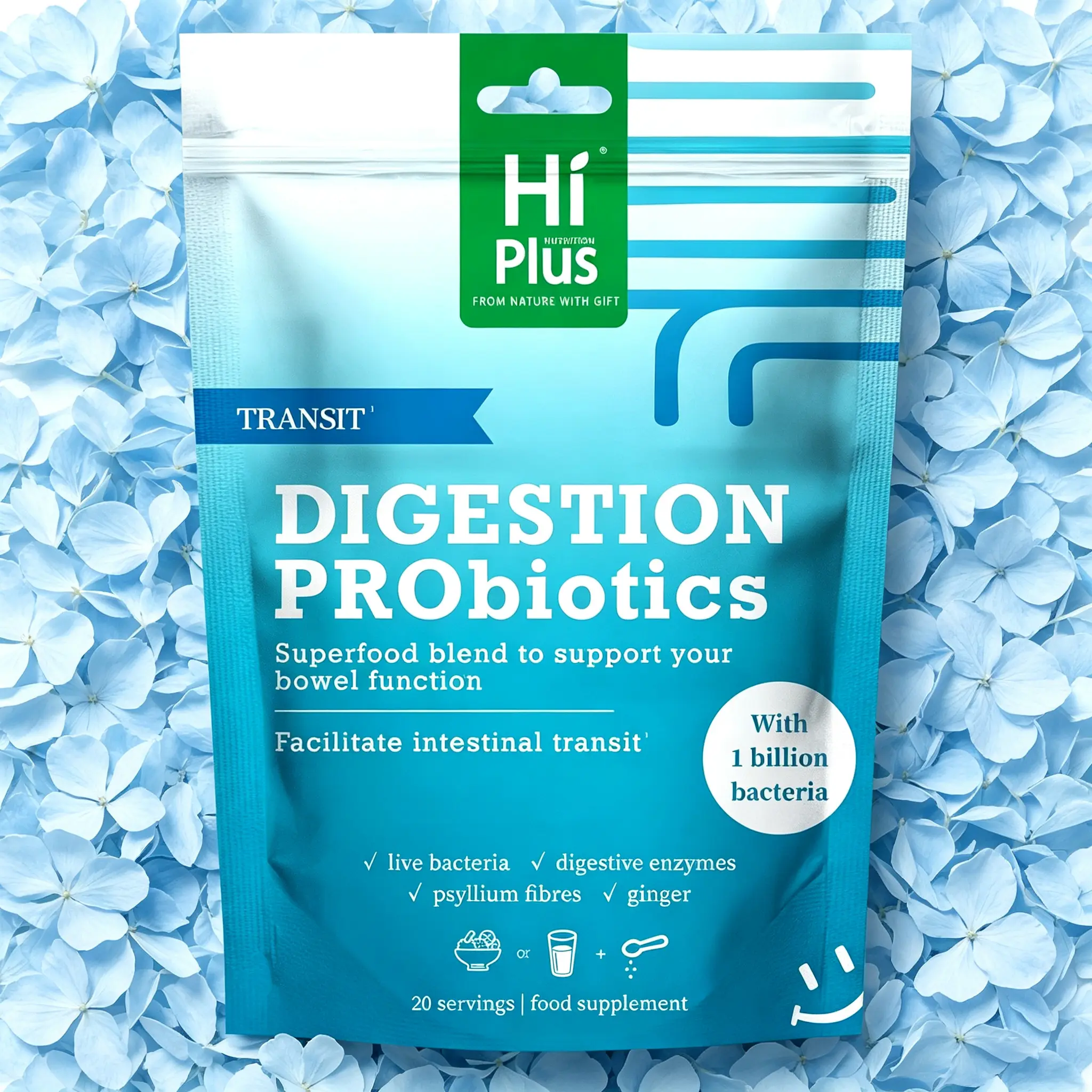 HiPlus Vegan Gut Support Daily Nutrition Supplement Powder - Non-GMO, Gluten-Free Formula with 9 Probiotic Strains, Plant Digestive Enzymes, Fiber, Cinnamon Bark Extract for Bloating Relief, Metabolism Support, Immune Boost (Single Item)