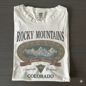 Comfort Colors® Vintage Rocky Mountains Colorado T-Shirt, Outdoor Discovery Graphic Tee, 90s Mountain Hiking Shirt