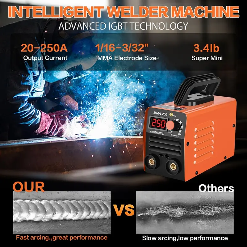 ABX ARC-250 Portable IGBT Inverter Welder - 110/220V AC/DC Stick Welding Machine