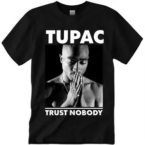 Tupac Trust Nobody 90s Retro Graphic Tee High Tech Printing Nostalgia T-Shirt for Summer