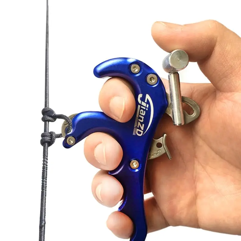 jianZD Archery Thumb Release Aid, 4-Finger Aluminum Alloy Caliper for Compound Bows, Compact 11cm Design for Precision Shooting, 4-Finger Grip, Functional, 4 Fingers