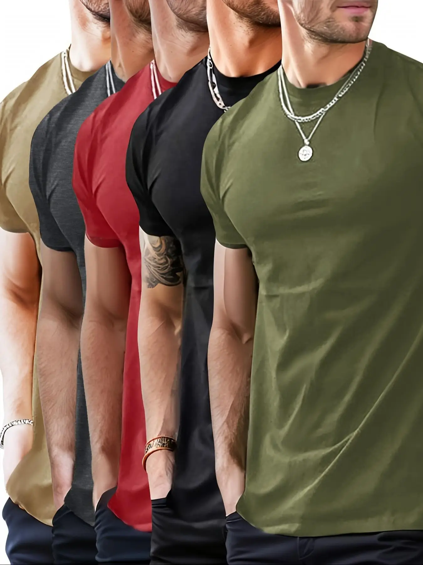 Men's Solid Round Neck Tee, Regular Fit Casual Streetwear Short Sleeve Crew Neck T-shirt for Summer, Fashion Men's Top for Daily Wear, T-shirts for Me