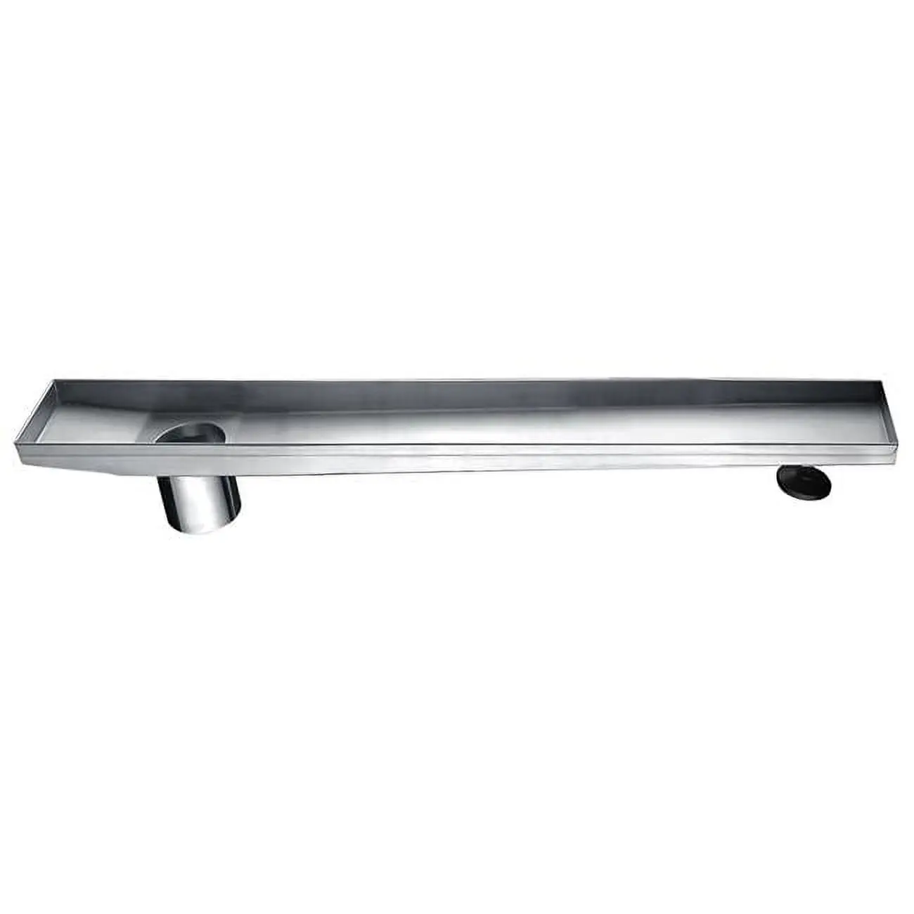 Stainless Steel Shower Drain Channel Side Outlet with Adjustable Feet - 24 in.