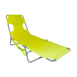 Ostrich Chaise Lounge Folding Portable Sunbathing Pool Beach Chair, Neon Green Ostrich Chaise Lounge Folding Portable Sunbathing Pool Beach Chair, Neon Green
