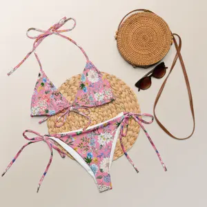 Pink Ditsy Floral Bikini Set – Love Island Vibes, Two-Piece Womens Swimwear, Couples Matching Set, Soft Summer Beach Outfit, Swimsuits for Women 2025, Bikini Set