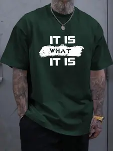 Men's Letter Print Tee, Casual Short Sleeve Round Neck T-shirt for Summer, Fashion Men's Top for Daily Wear