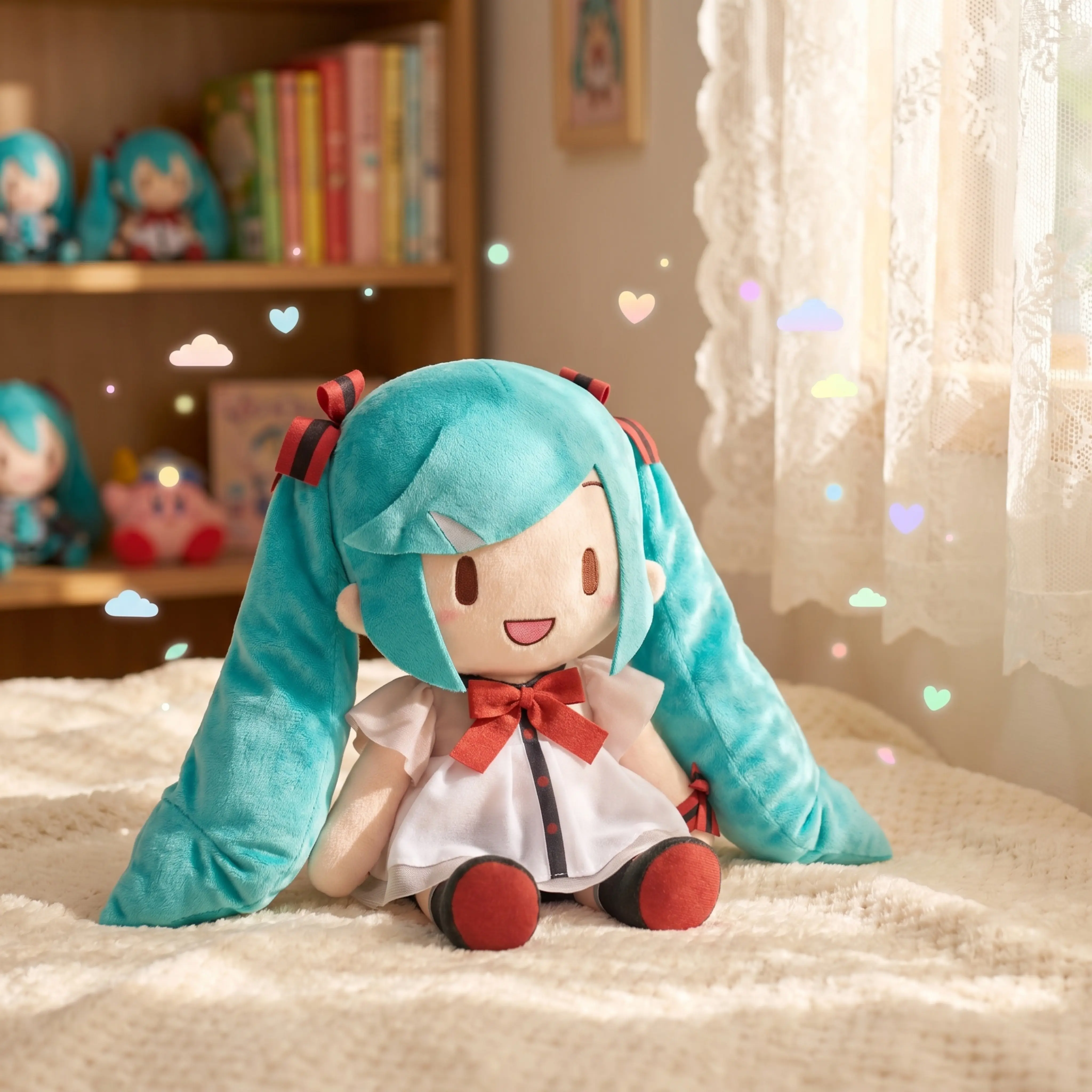 30cm Hatsune Miku Official Fuwa Petit Project DIVA MEGA39's Shiny Stuffed Plush Toy - Soft, Cuddly, Great Texture Authentic Collectible for Fan Collections, Holiday Gifts