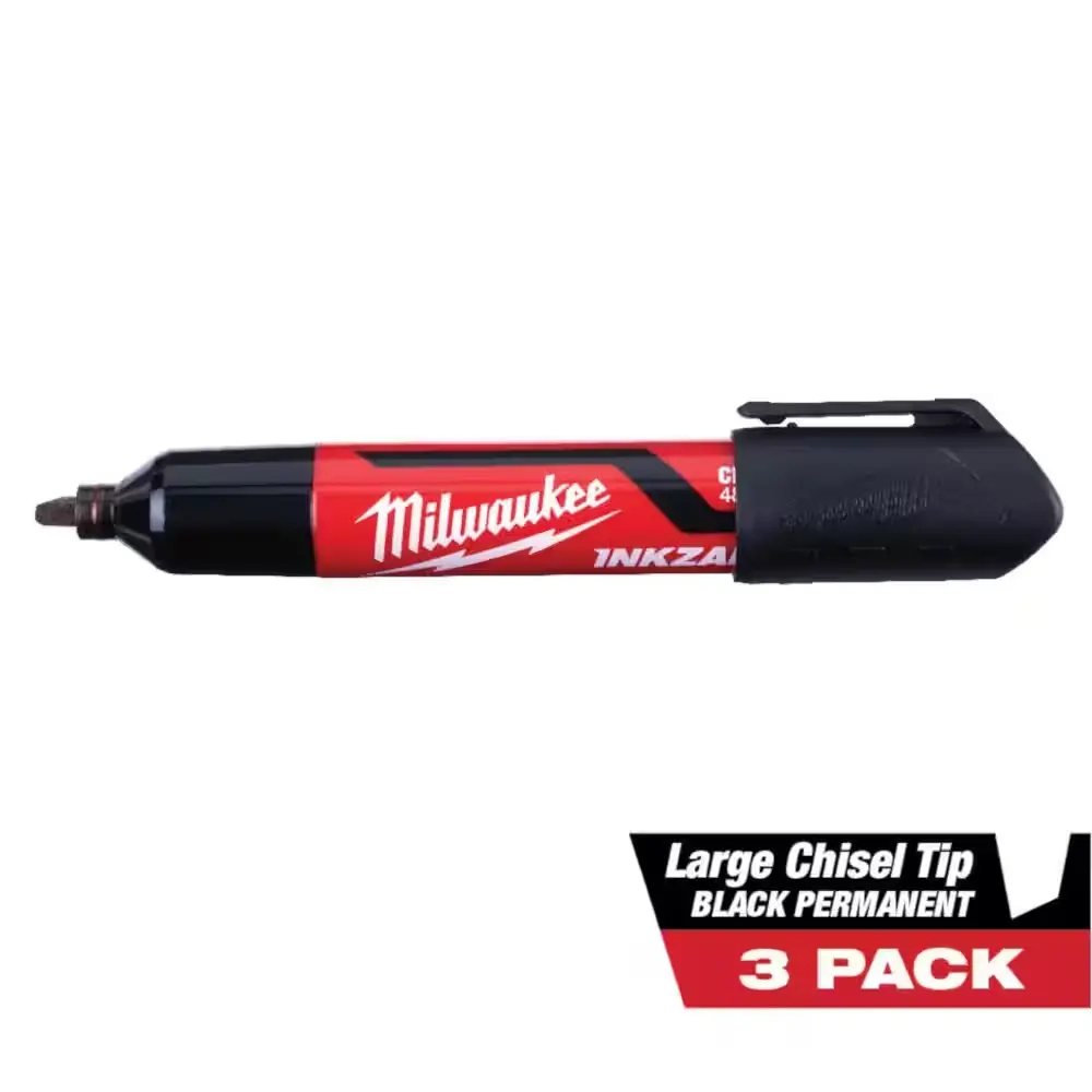 INKZALL Black Large Chisel Tip Jobsite Permanent Marker (3-Pack) INKZALL Black Large Chisel Tip Jobsite Permanent Marker (3-Pack)