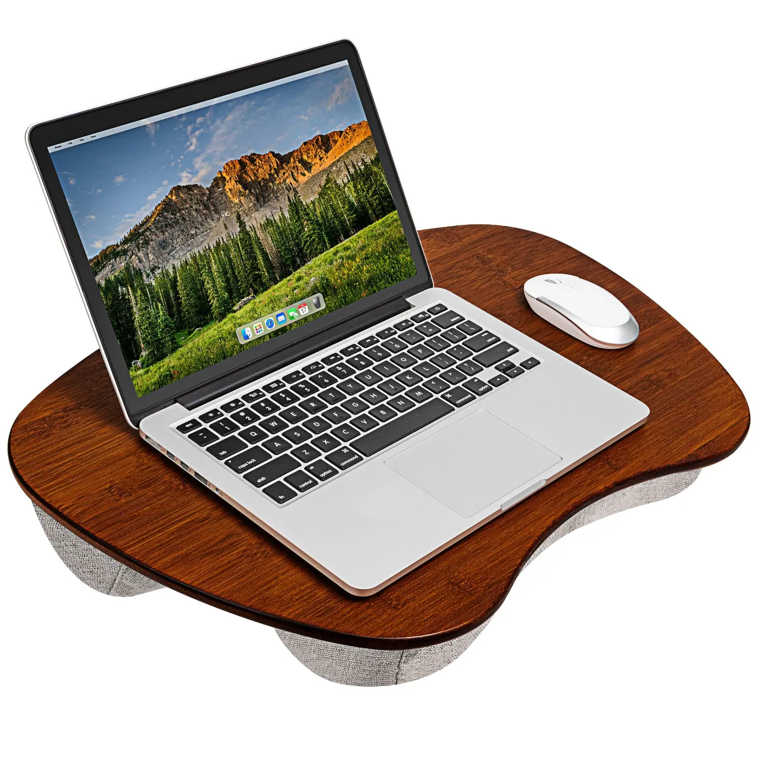 LapGear Bamboo Wood Laptop Desk - 17.3 in Portable Office Furniture, Cushioned Laptop Stand Pad, Ideal for Remote Home Work
