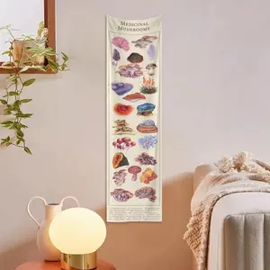 Mushroom Flower Butterfly Moon Phase Pattern Tapestry, Home Decor Accessories Psychedelic Wall Art Hanging Blanket, Wall Decor, Bedroom Accessories, Wall Tapestries, Tapestry Wall Mural, Living Room