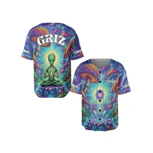 Griz Baseball Jersey, Alien Mushroom Rave Shirt, Psychedelic EDM Festival Outfit #Baseballjersey