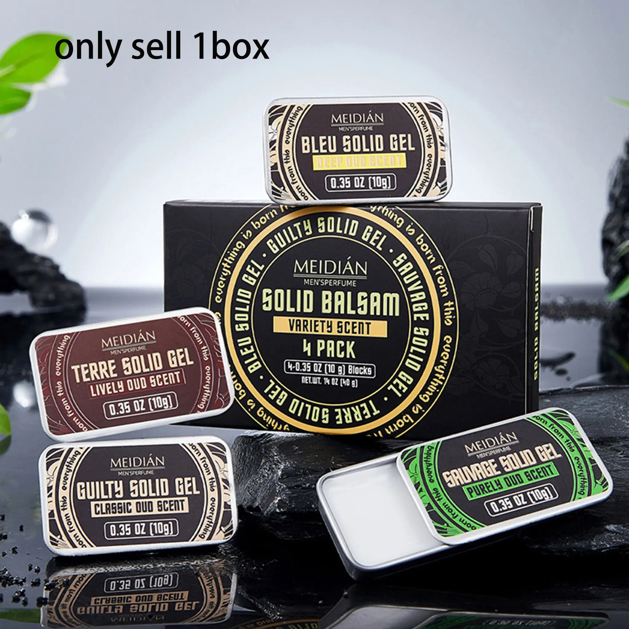 Magnet Men's Portable Perfume Wax Set, Long-Lasting Solid Fragrance, Solid Scent, Pocket-Sized Body Mist Gift Box, 4-Piece Kit