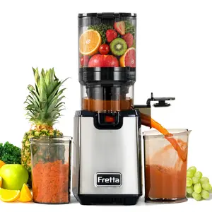 Cold Press Juicer, 5.3" Wide Feed Chute for Whole Fruits & Vegetables, Slow Masticating Juicer, High Juice Yield, Easy to Clean, Summervibes