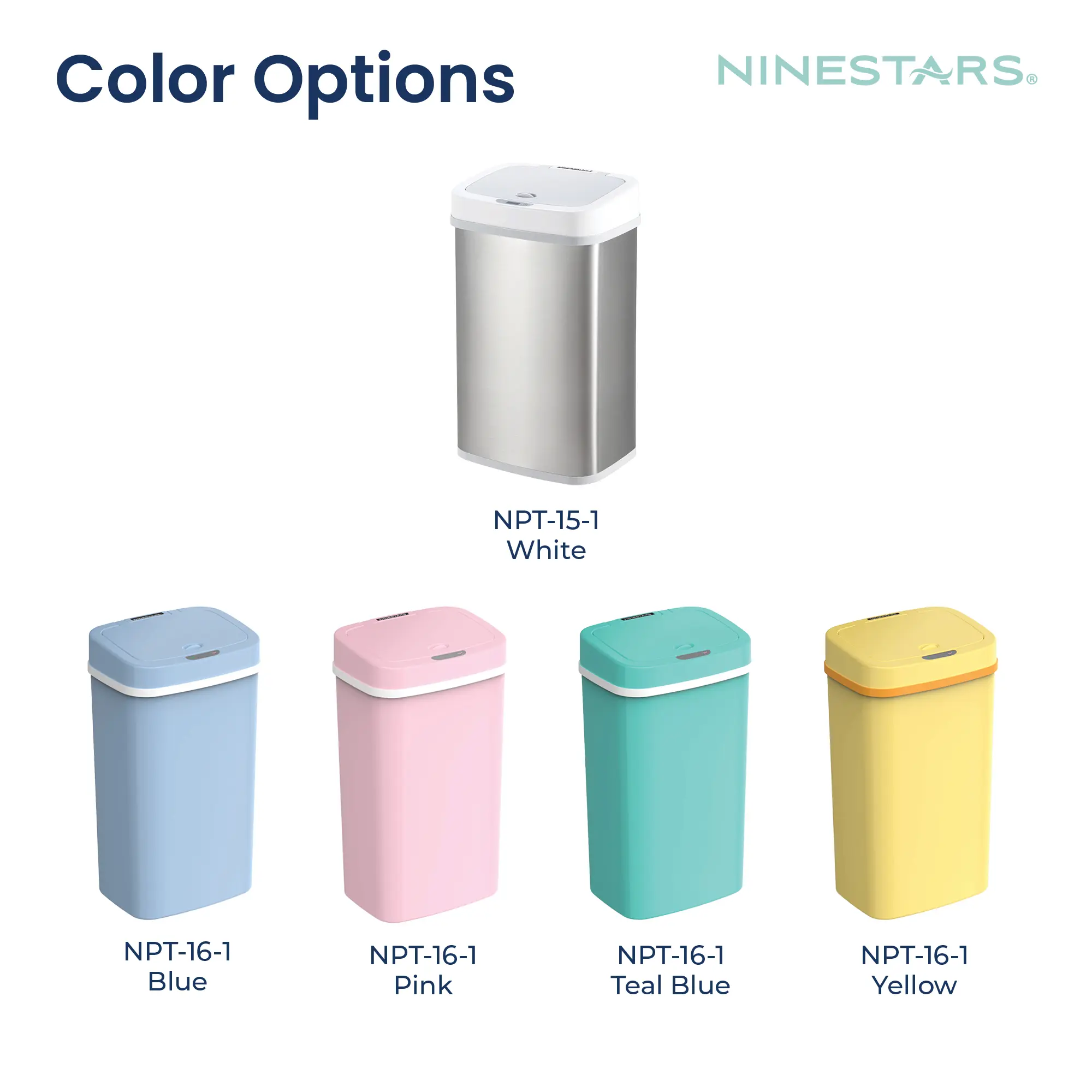 NINESTARS Motion Sensor Diaper Pail Trash Can, Double Order Locking Works with Regular Trash Bags, Automatically Open Trash Can for Baby's Room