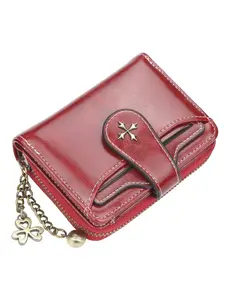 Women's Short Wallet Vintage Oil Wax Leather Zipper Buckle Multiple Card Slots Casual Daily Use Student Commute Elegant Fashion Wallet Vintage Style Wallet