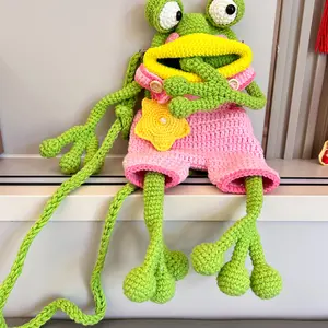 Handmade Knitted Frog Crossbody Bag, Cute and Quirky Design, Soft and Adorable, Fits Phone and Cosmetics, Perfect for Daily Use