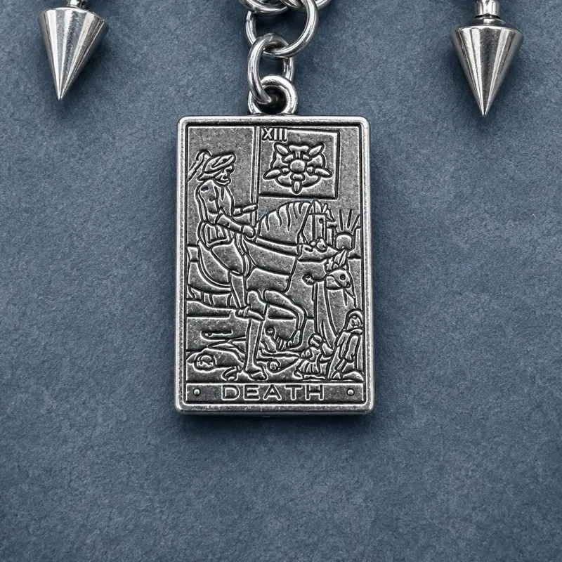 Chainmail Death Tarot Pin Brooch | Gothic Safety Pin Brooch | Witchy Cloak Pin | Medieval Chainmail Pin