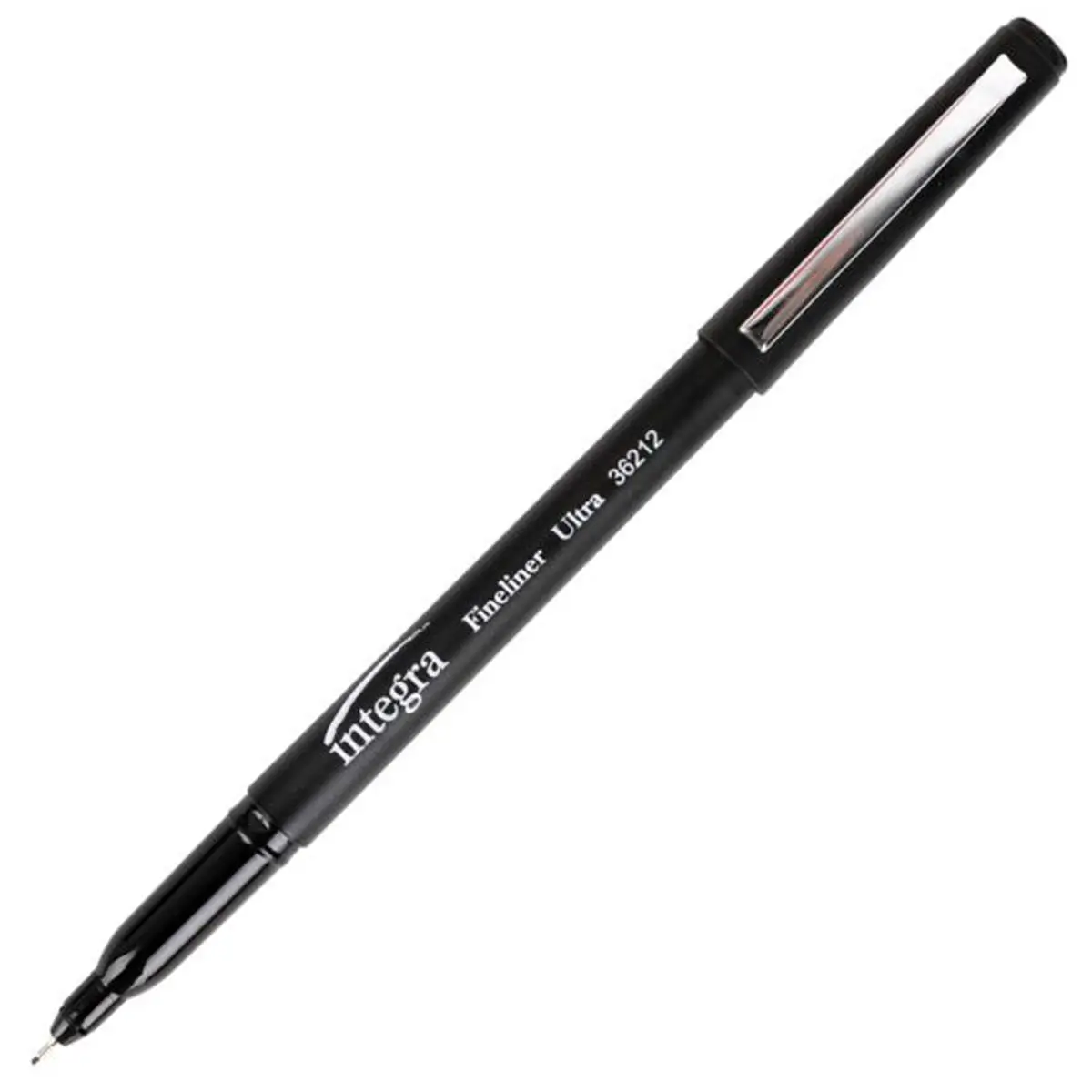 Integra Ultra Fine Permanent Fineliner Markers - Black, 12-Pack, Fine Point Markers, Quick-Dry Ink for Daily Use, Detailed Handwriting, Home (Office Stationery Writing Tool)