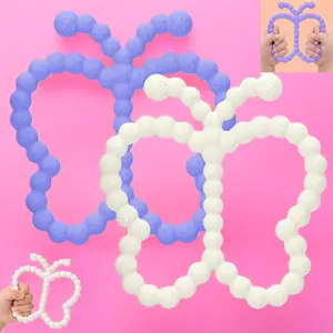 2 Pcs Silicone Butterfly Teething Rings, BPA-Free Soothing Essentials, Ideal Shower Gifts (White & Purple)