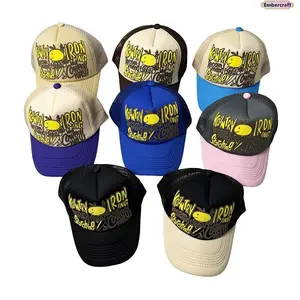 Unisex Letter Print Color Block Polyester Trucker Hat - Breathable Mesh Back Snapback, Adjustable Size, Polyester Clothing, Street Wear Accessory for Outdoor Travel, Everyday Casual Wear