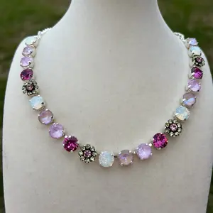 Blushing Beauty Necklace with Pink and White Stones, Elegant Design, Perfect for Special Occasions