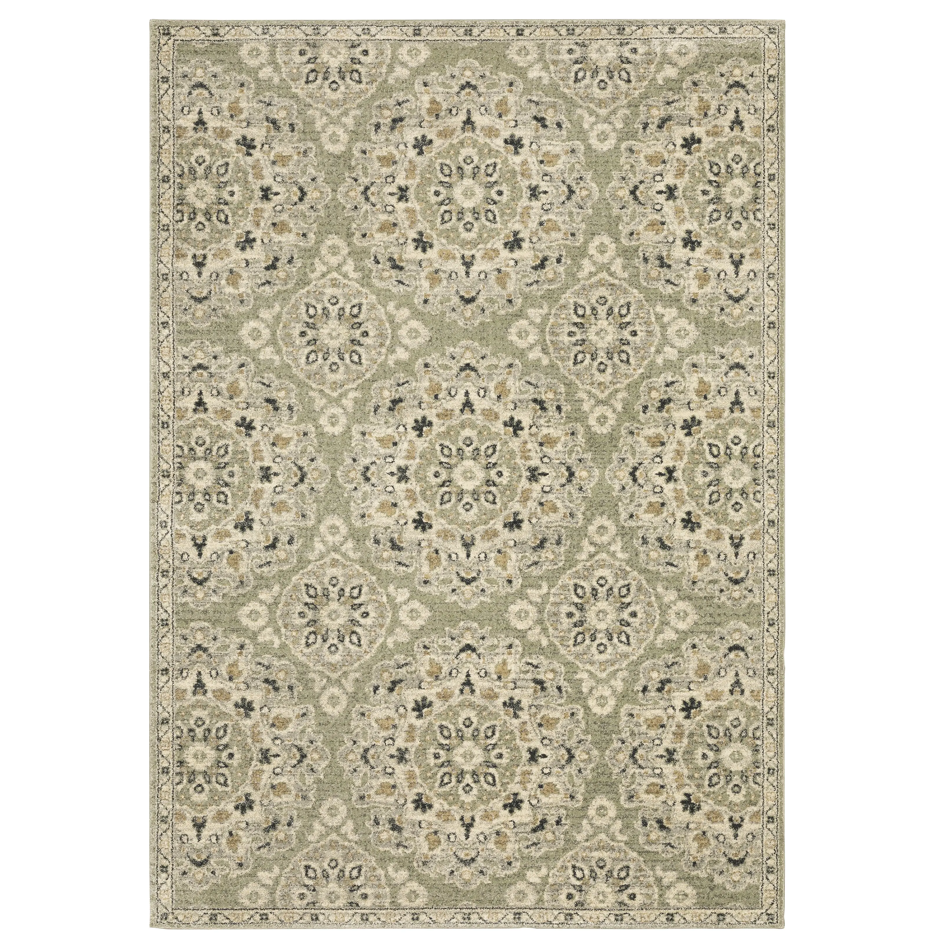 Oriental Weavers Florence 4334E Green Ivory Vintage Machine Woven Rugs