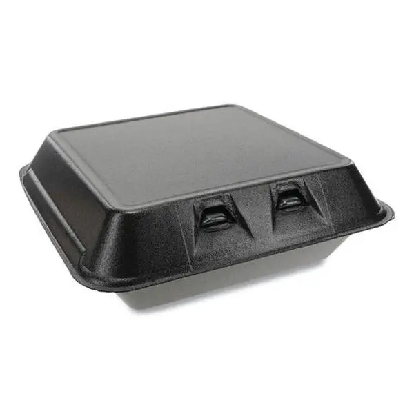 212 MAIN Large Insulated 1-Compartment Thermal Box - Black PS Foam Container with Hinged Lid Smartlock Closure, 3.25" Height, 9" Width, 9.13" Depth Home Organizer That Maintains Food Temperatures for Easy Transport