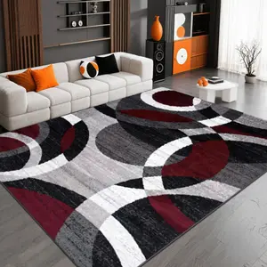 Velvet soft and comfortable patterned printed carpet, suitable for multiple scenarios, available in various sizes, soft and non-shedding, Geometric Pattern Rug, Modern Abstract Rug