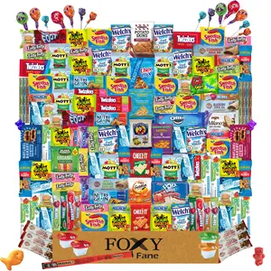 Foxy Fane 150-Count Snack Box Ultimate Care Package w/ Chips, Candy, Cookies & More Perfect Gift Bundle!