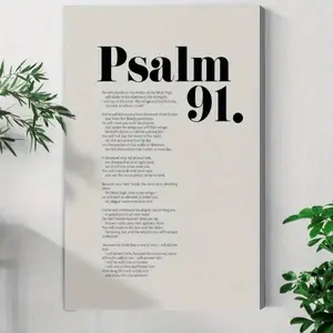 1pc  Canvas Wall Art, Psalm 91 Bible Verse Art Print Canvas Poster, Ideal Gift For Bedroom Living Room Hallway Dorm Wall Decor